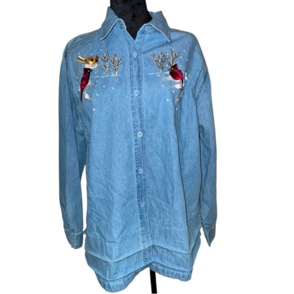 VTG 90s Passion-1 Denim long sleeve embroidered Cardinals women’s size Large